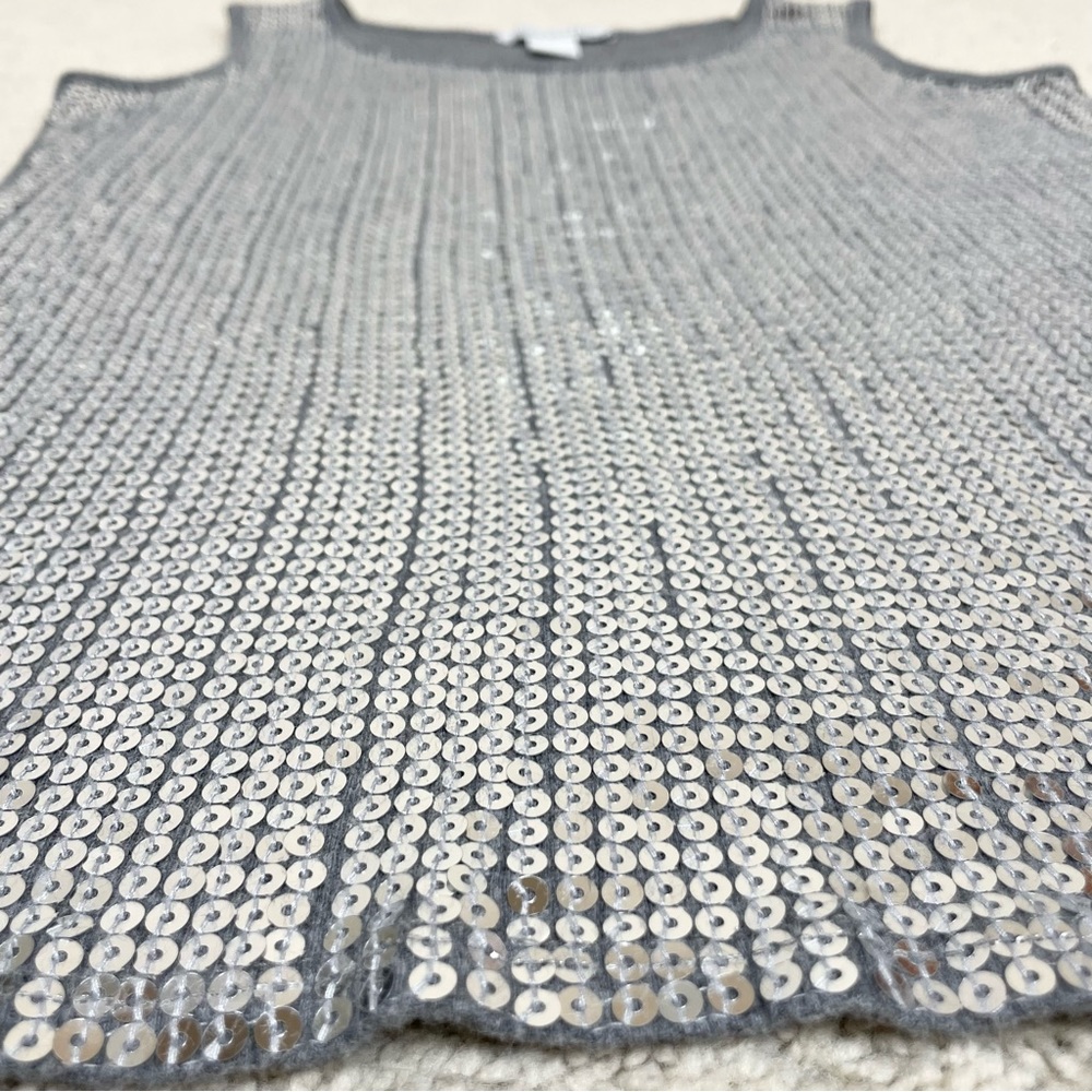 Cruise Wear & Co. Silver Sequins Front Ribbed Cotton Tank Top - Picture 8 of 17